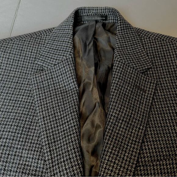 Beautiful Lauren Men's Wool Sport Coat Blue/Black Houndstooth size 40L - Picture 4 of 10
